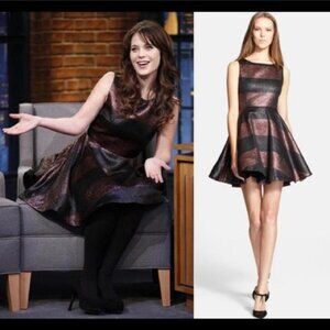 alice + olivia Foss Two Tone Metallic stripe Dress Size 0